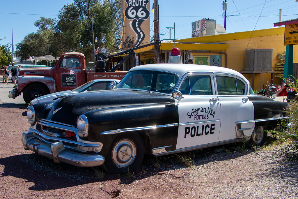 Old police car in Seligman Nigel Hoult Flickr