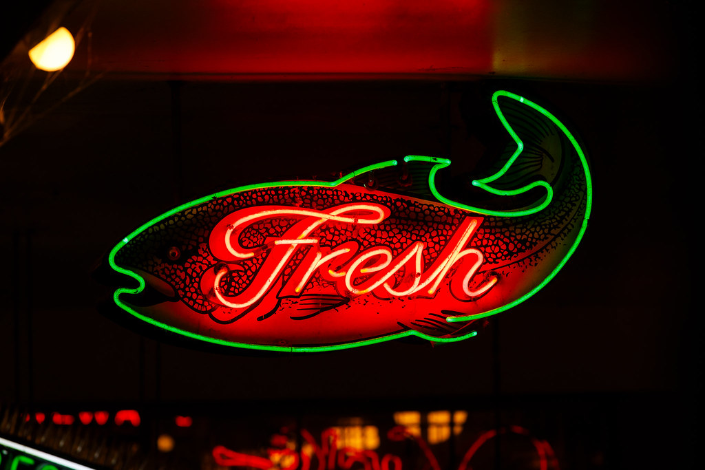 Fresh Fish, Seattle, WA One of the many neon signs at the … Flickr