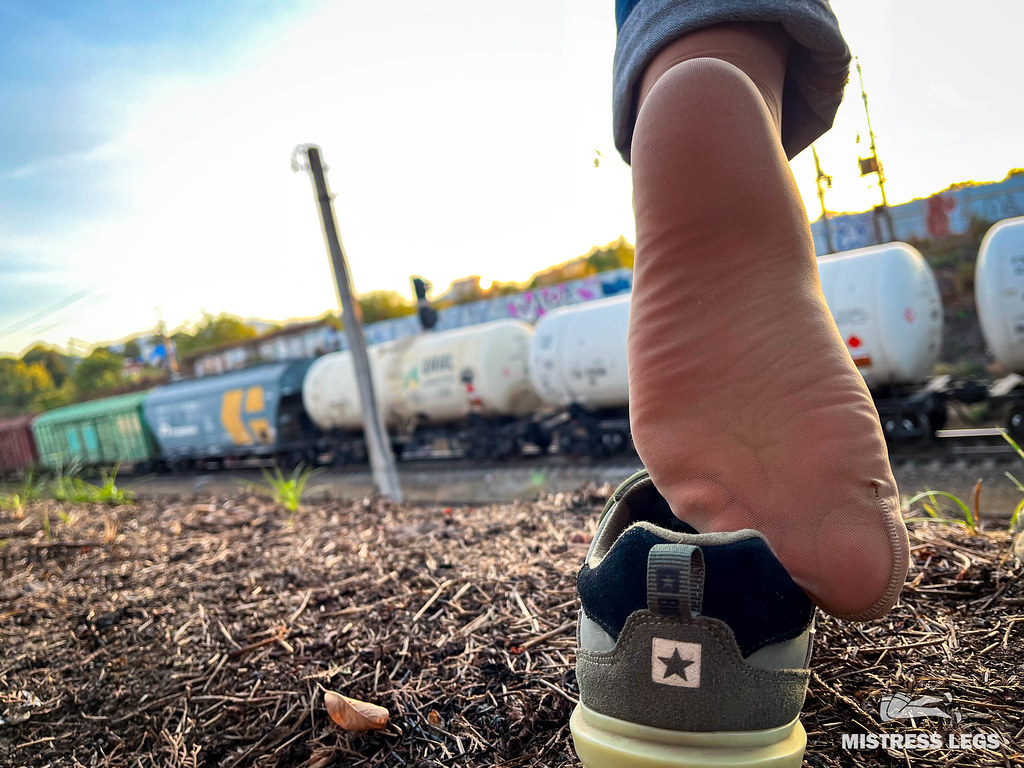 My feet in cute nylon kneesocks with blue jeans Once walk… Flickr