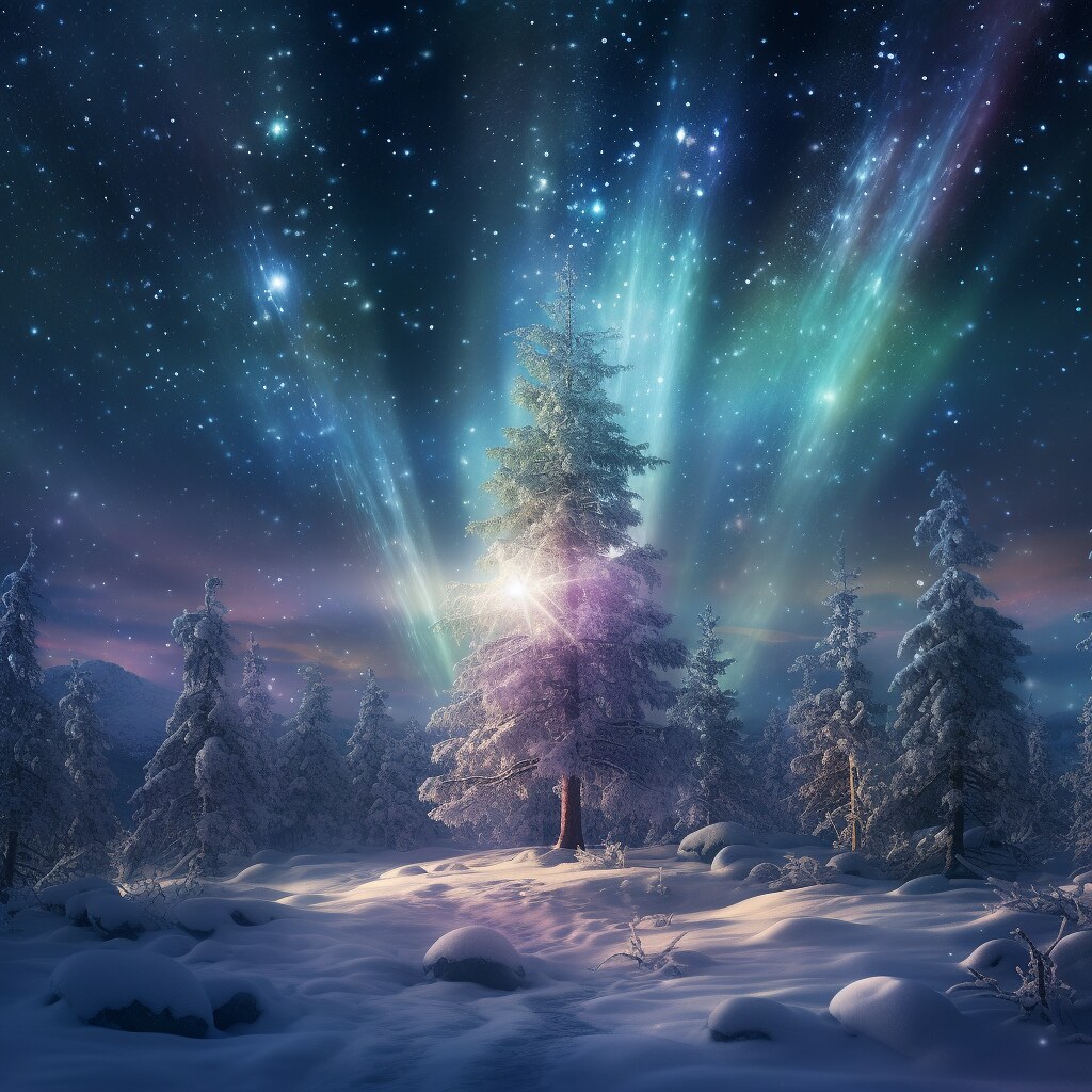 Magical christmas scene, christmas tree with lights, snow,… Flickr