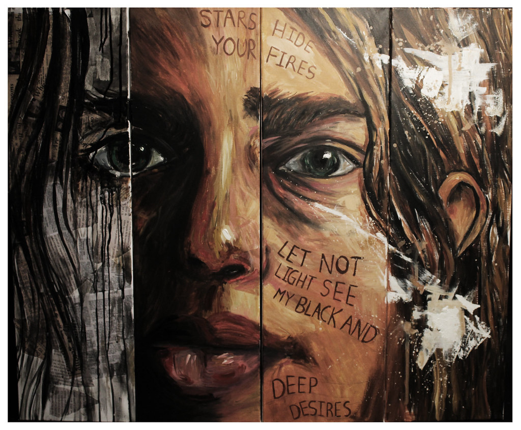 Portrait on Four Canvases (Acrylic Paint Indian Ink and Co… Flickr