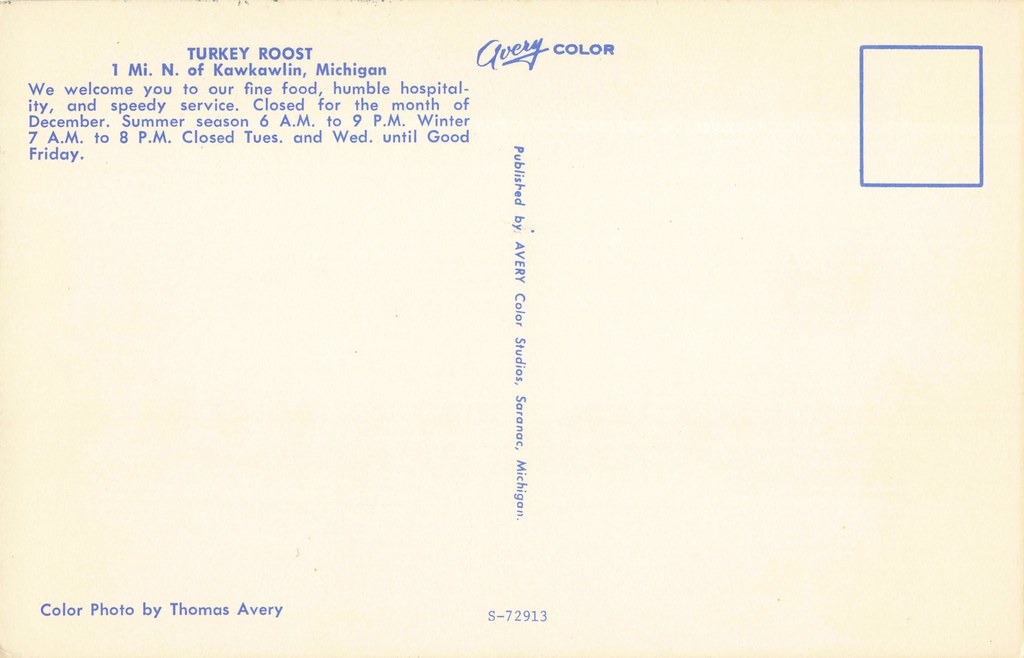 CEN Kawkawlin Bay City MI 1960s THE TURKEY ROOST RESTAURAN… Flickr