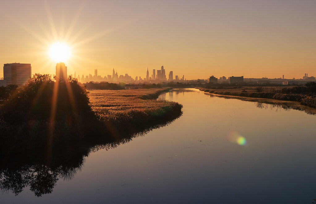 Sunrise view of Manhattan taken from meadowlands in NJ. Flickr