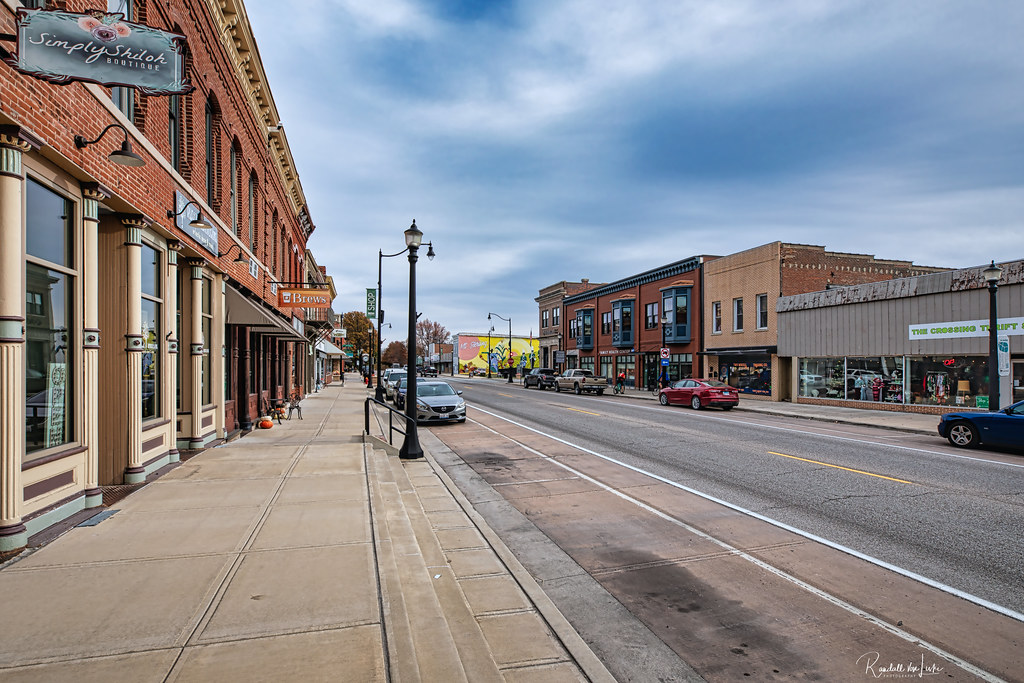 Sidewalk View Looking East On W. Main St., Mount Sterling, Illinois a
