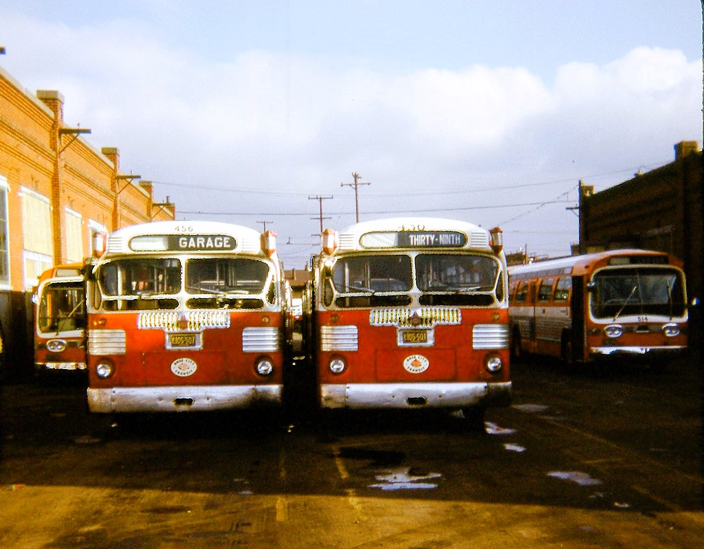 1971 182 PORTLAND exRose City Transit buses wait at th… Flickr