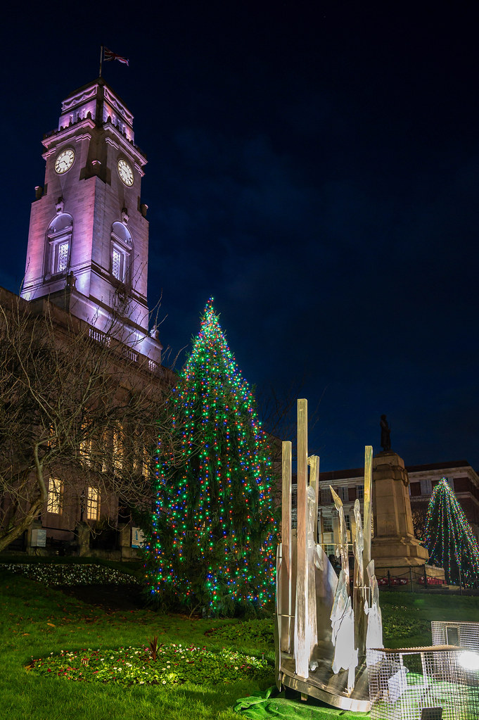 Christmas lights and nativity at Barnsley Town Hall Flickr