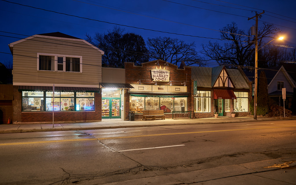 Regent Market CoOp and Higher Fire Clay Studio at dusk Flickr