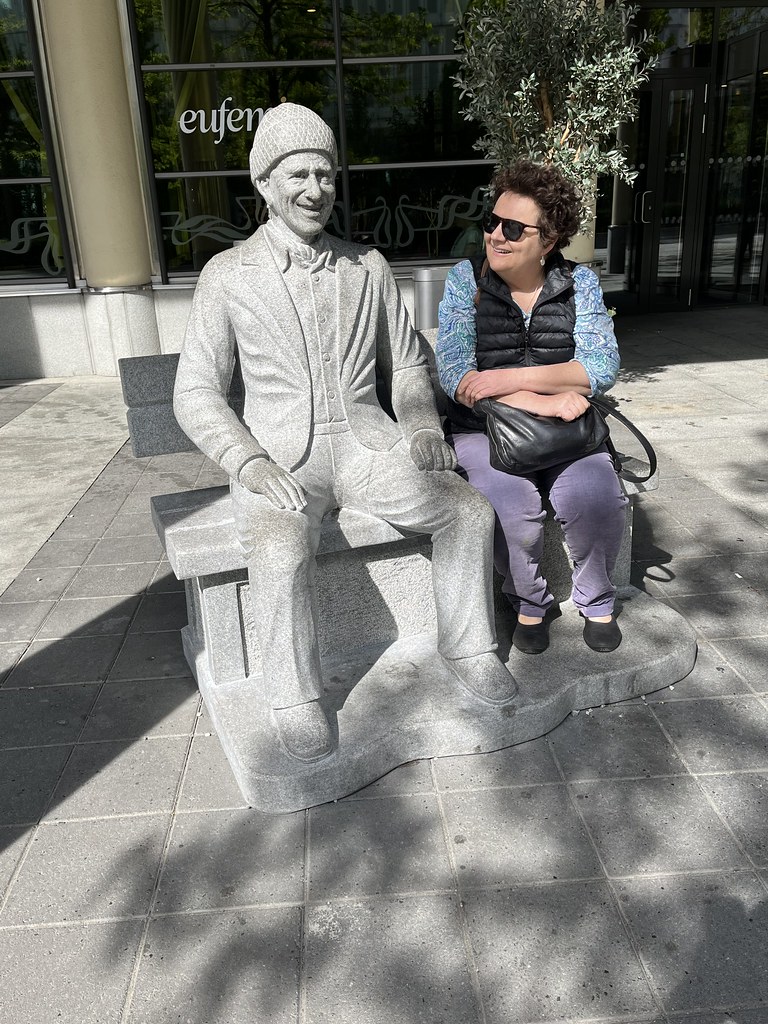 Statue (and Karen) outside Thon Hotel opera, Oslo Heather Birch Flickr