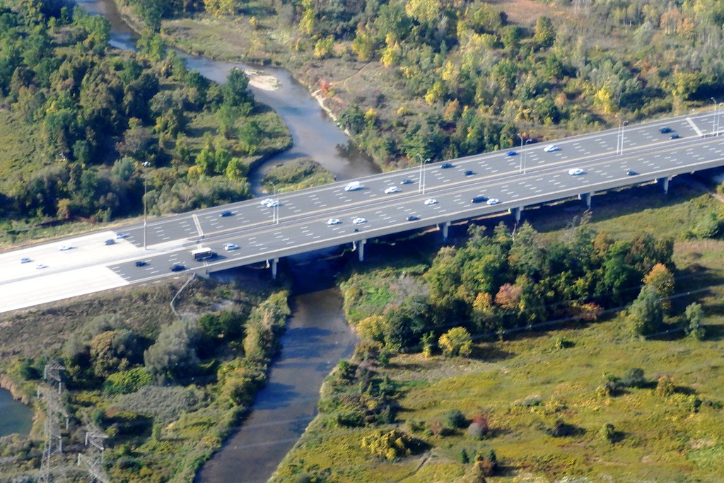 Aerial of Hwy 407 Bridge over Credit River in Mississauga Flickr