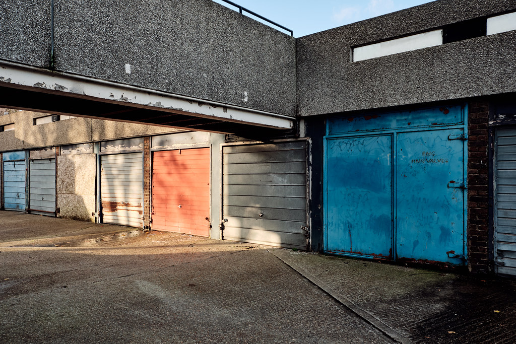 garage door medley Radley House garages, Thamesmead d0gwalker Flickr