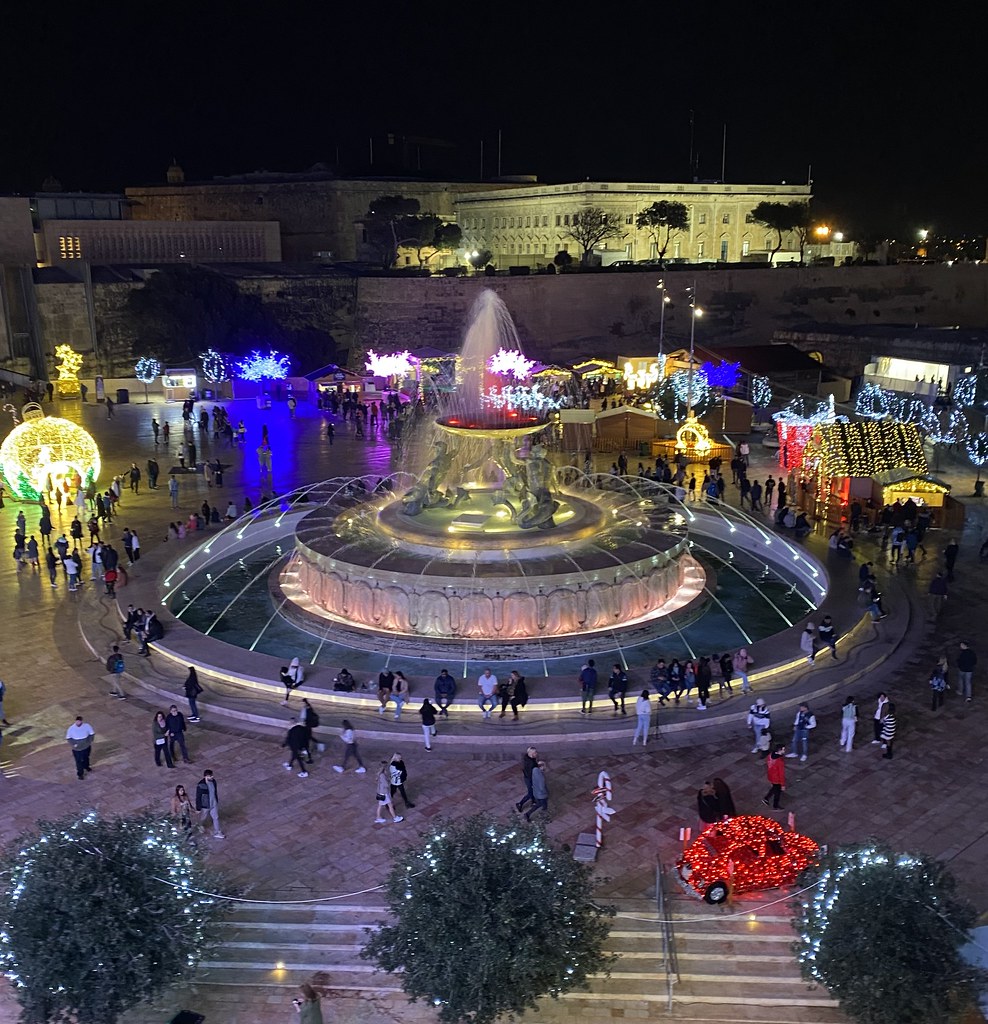 La Valletta Malta Christmas Market Triton fountain roli_b Flickr