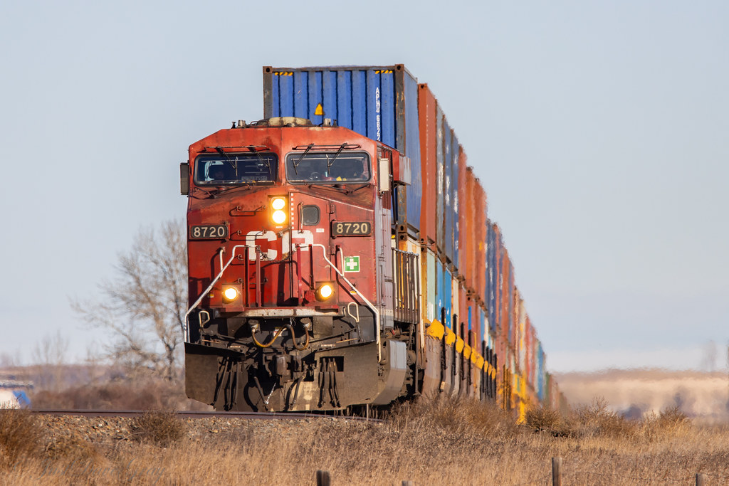 CPKC 105 Carseland, AB CP 8720 is about to round the cur… Flickr