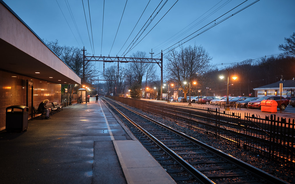 Millburn train station at dusk On Essex Street, Millburn, … Flickr