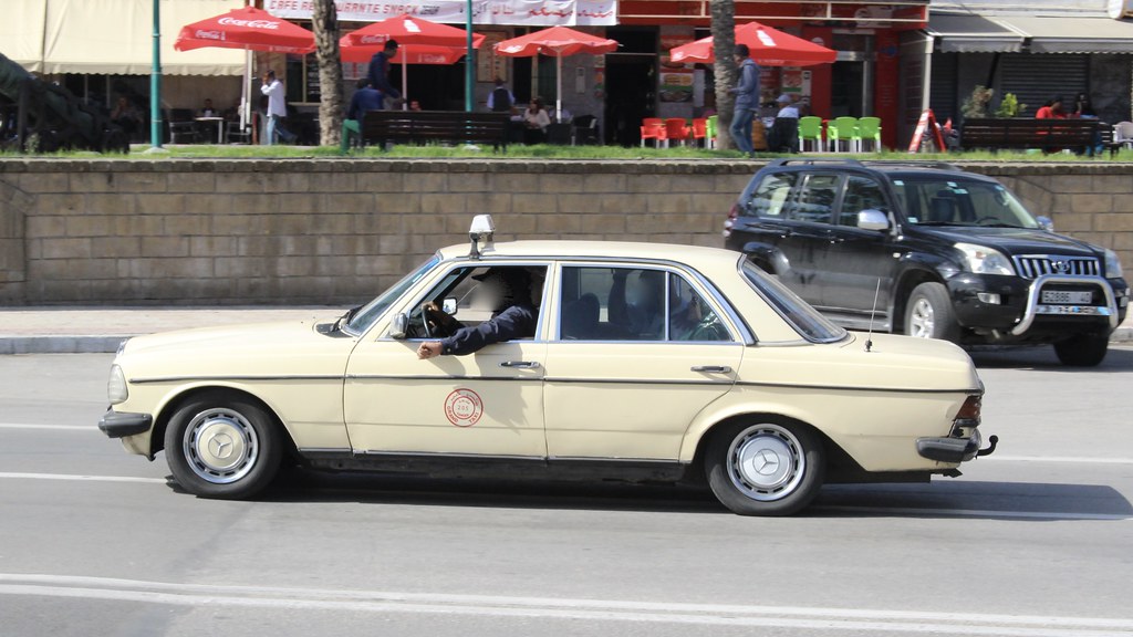 Tangiers Taxi Mercedes W123 taxi in Tangiers, Morocco. So Cal Metro