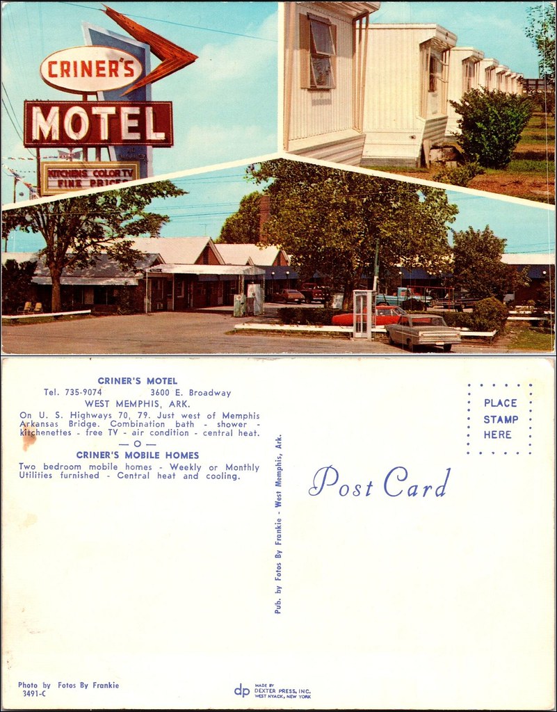 circa late 1960s postcard Criner's Motel and Criner's Mo… Flickr