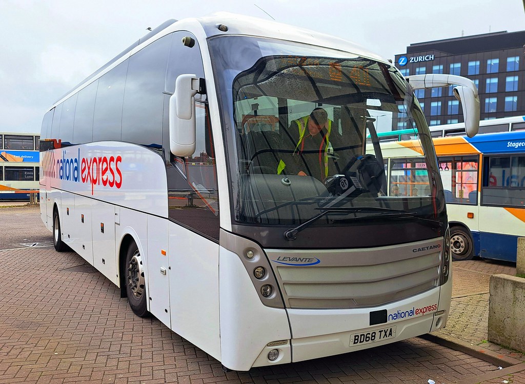 BD68 TXA National Express Coaches. Swindon Bus Station. david