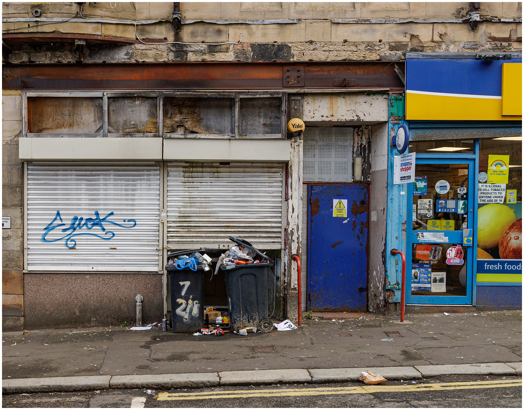 Abandoned Shop and Bins, Paisley Gordon Farquhar Flickr