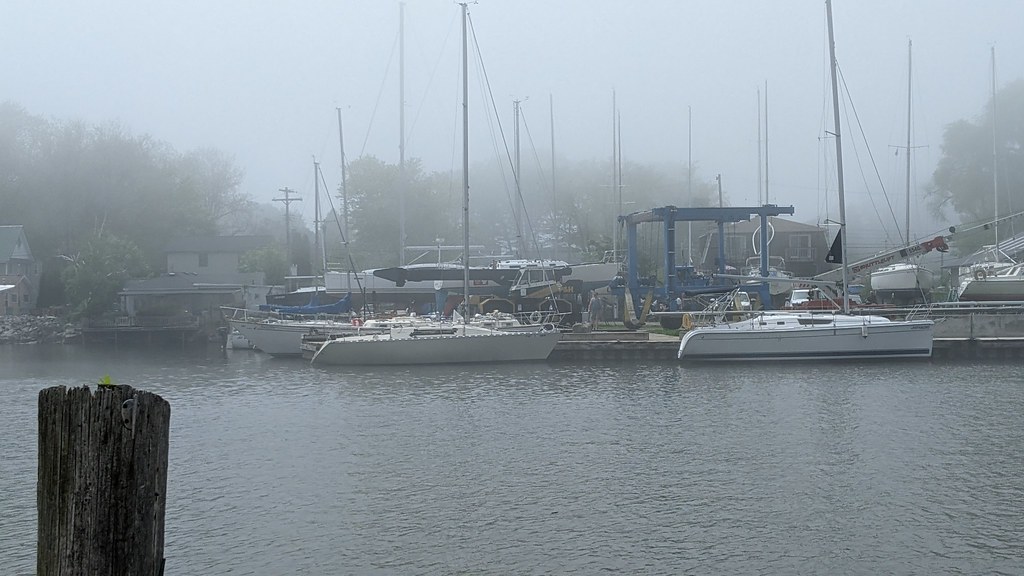 PXL_20240519_181444931 boats, foggey harbor Olcott, NY Flickr