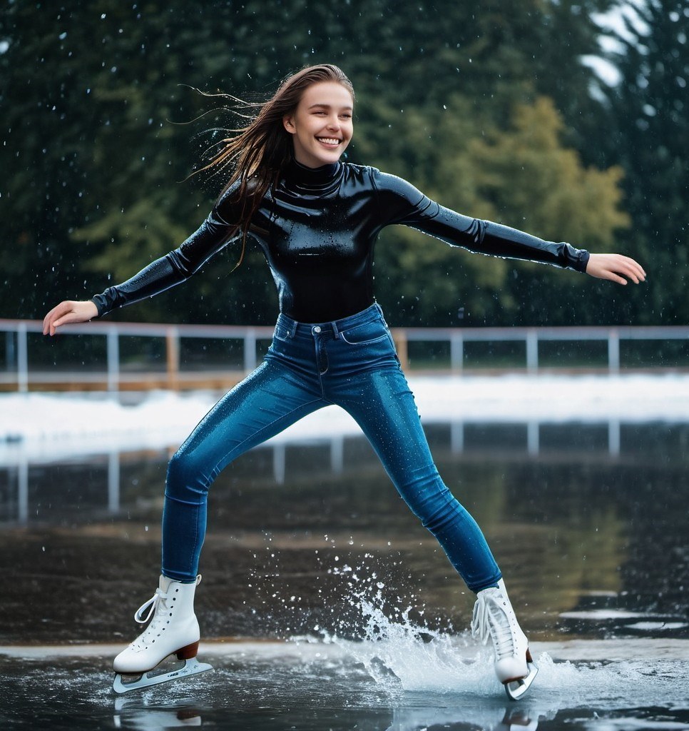 black turtleneck shirt and jeans ice skating in rain Flickr