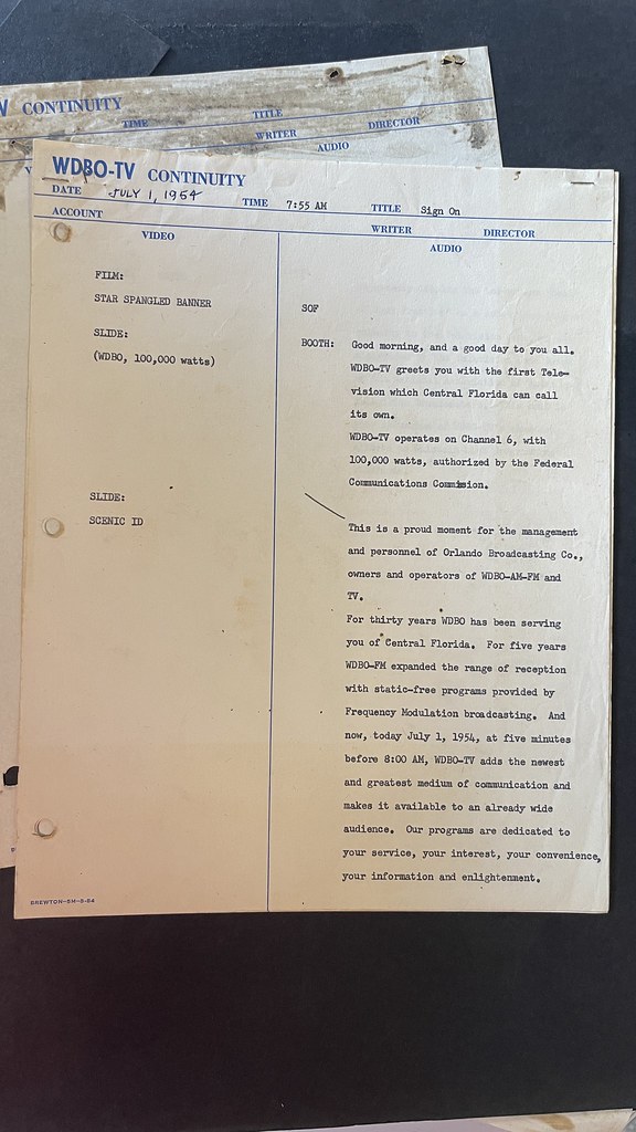 First Broadcast Script The first broadcast script for WDBO… Flickr