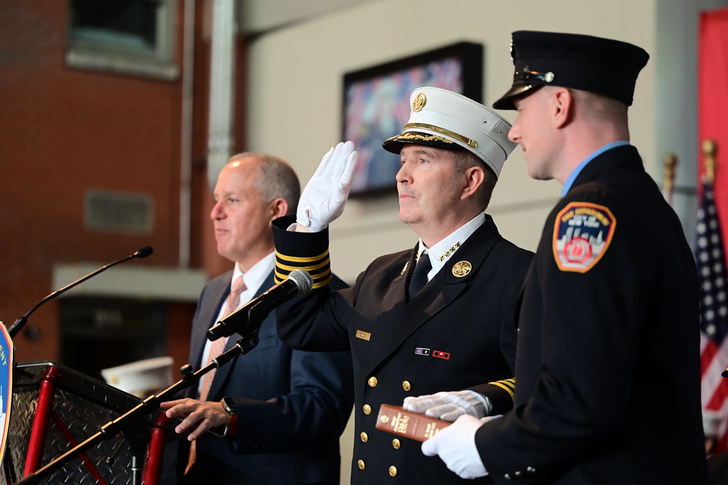 FDNY Commissioner Robert S. Tucker swears in members of executive staff