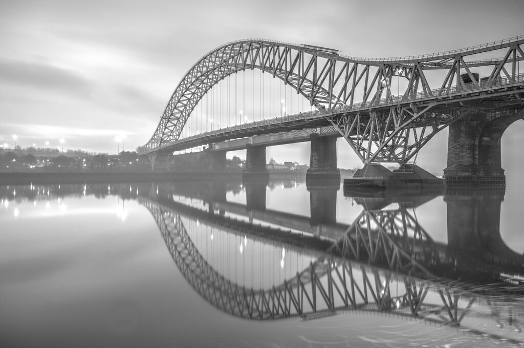 Mersey Crossing Runcorn Road and Railway Bridge Jeff P McDonald