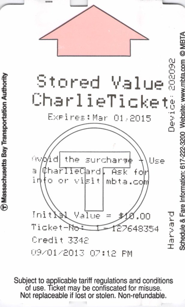 Charlie Ticket [Boston] (2013) This is the back of the tem… Flickr