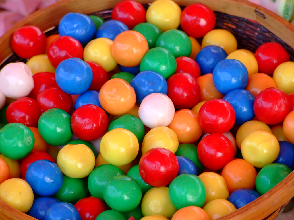 Multicoloured ball sweets sweet stall South of france 2006 july a