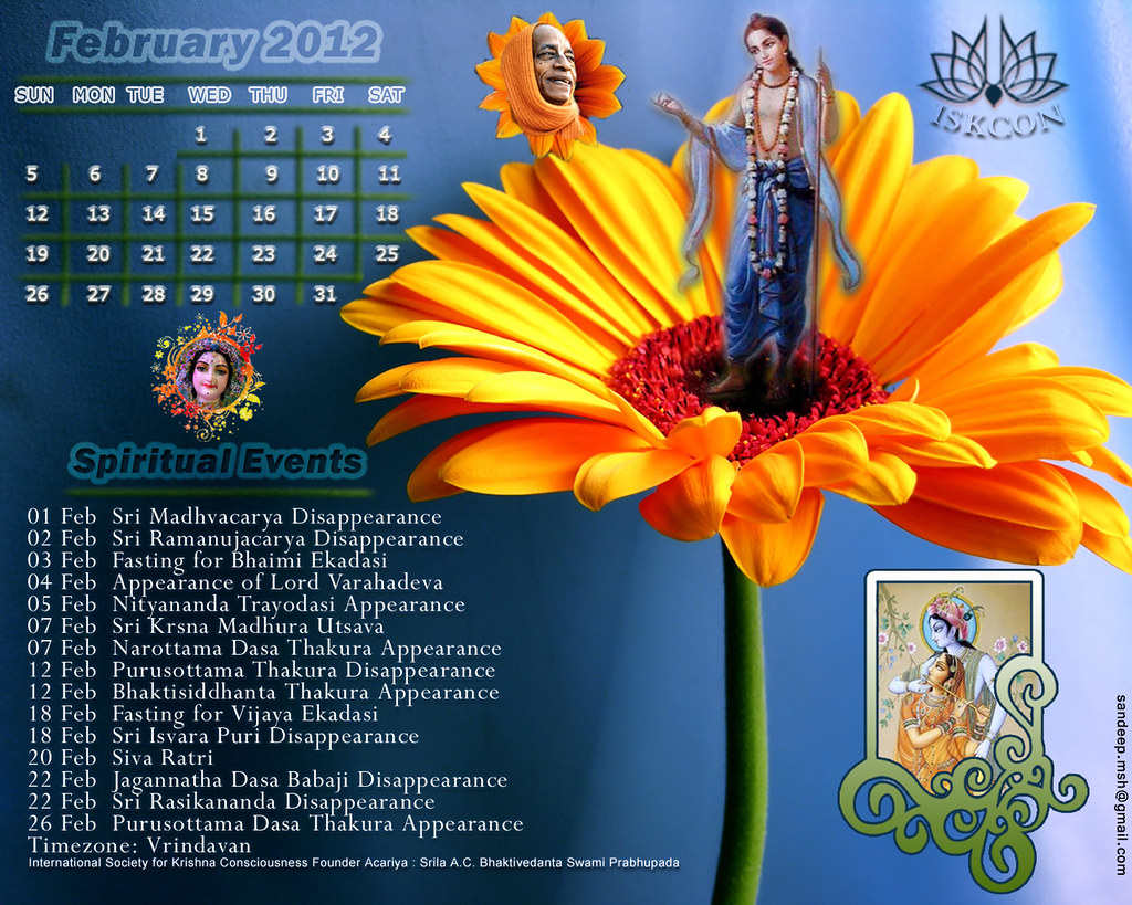 Feb 2012 Calendar Hare Krishna ISKCON 1280x1024 Vaishnava … Flickr