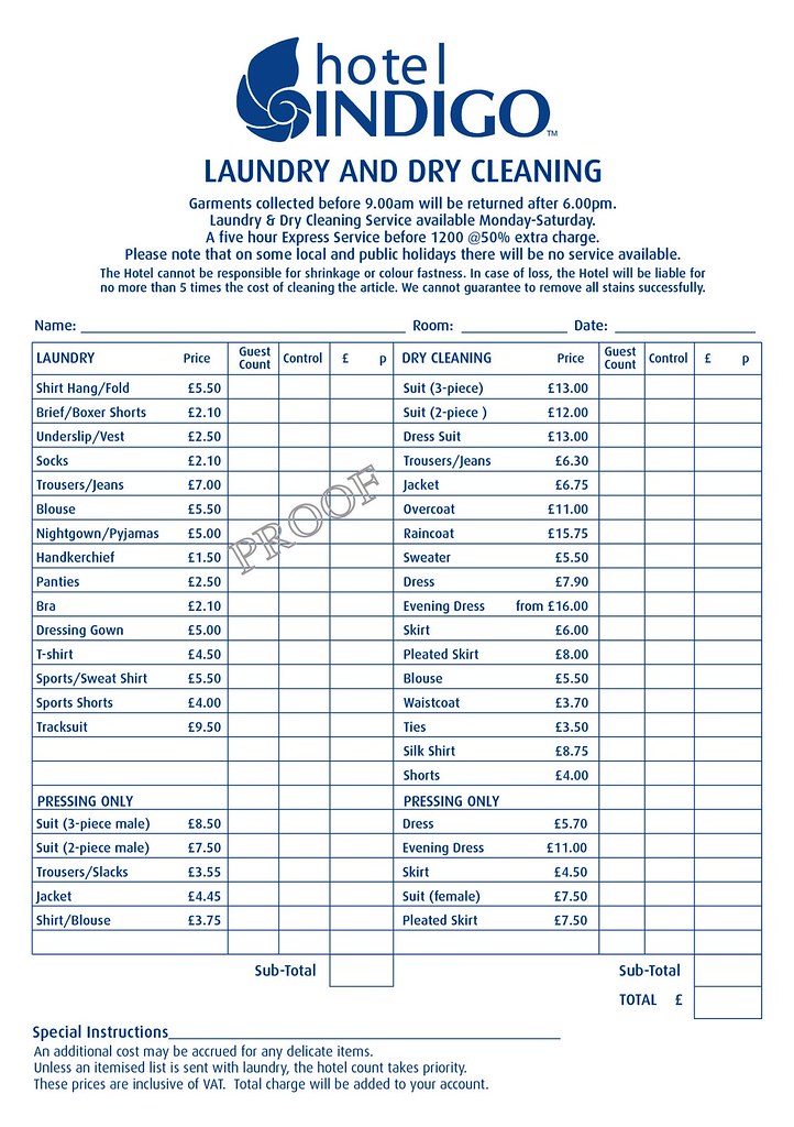 All sizes Indigo Hotel Laundry & Dry Cleaning Form Flickr Photo