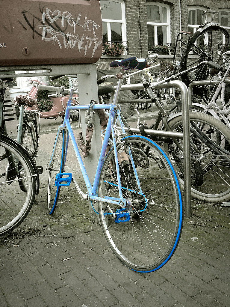 Koga Miyata fixie (fixed gear, pignon fixe), Amsterdam, Overtoom, 07