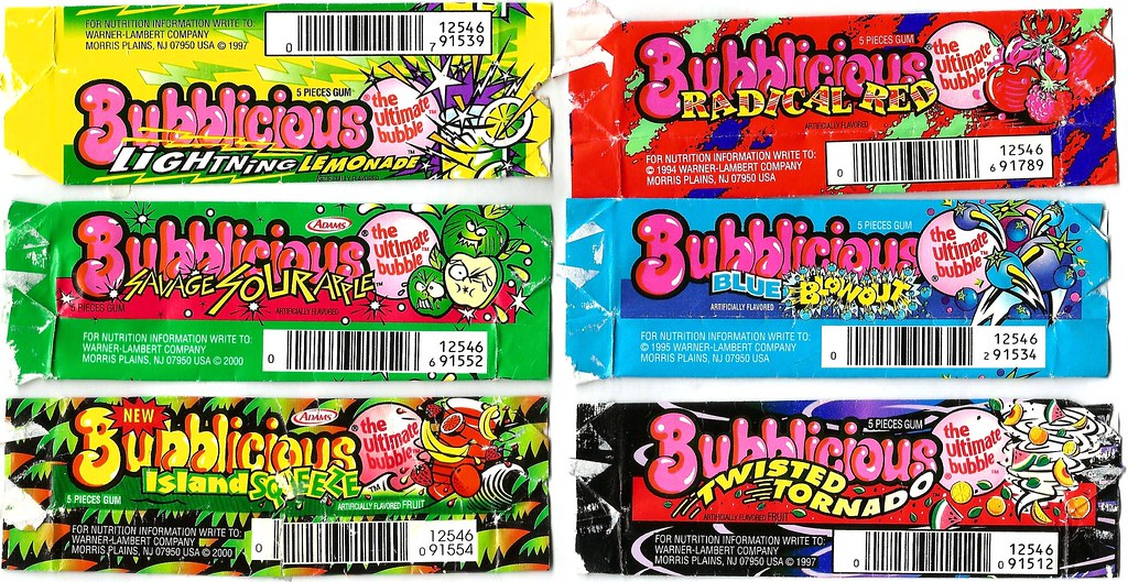 Bubblicious gum wrappers assorted, 1994 2000 a photo on Flickriver