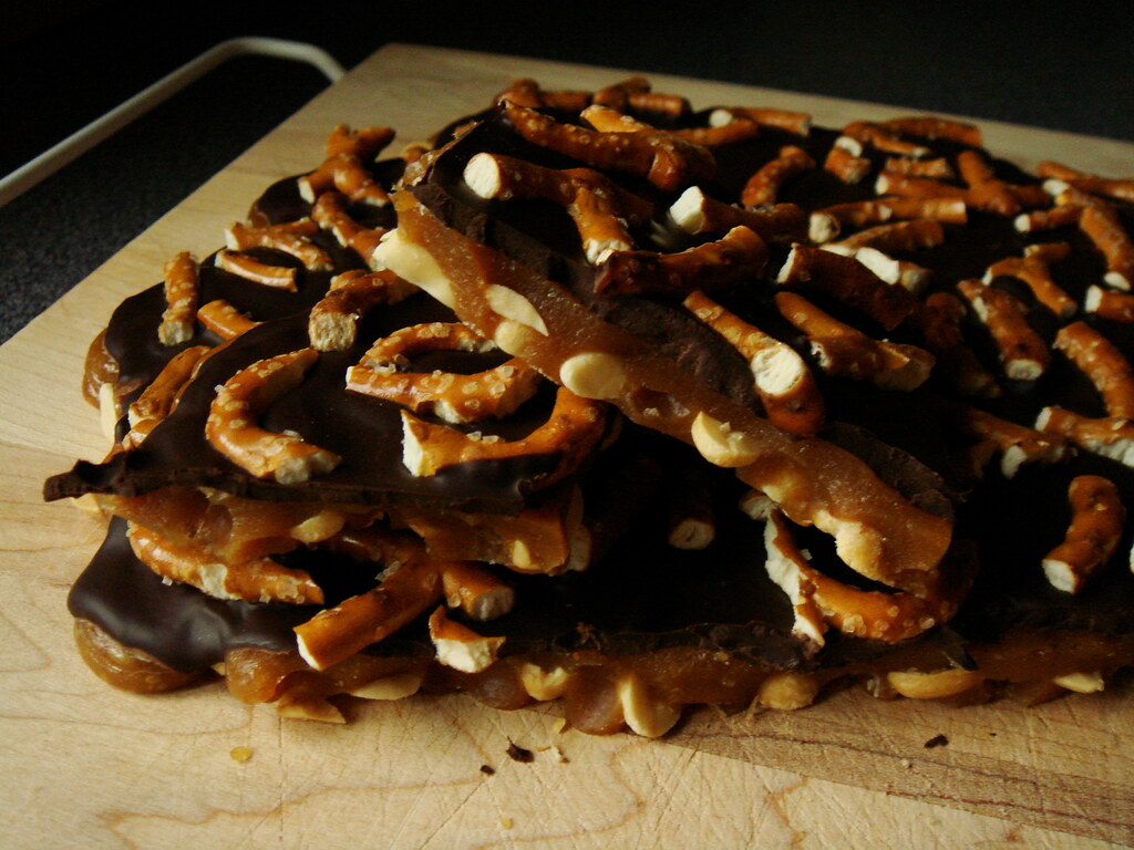 Peanut Brittle with Chocolate & Pretzel Recipe is availabl… Flickr