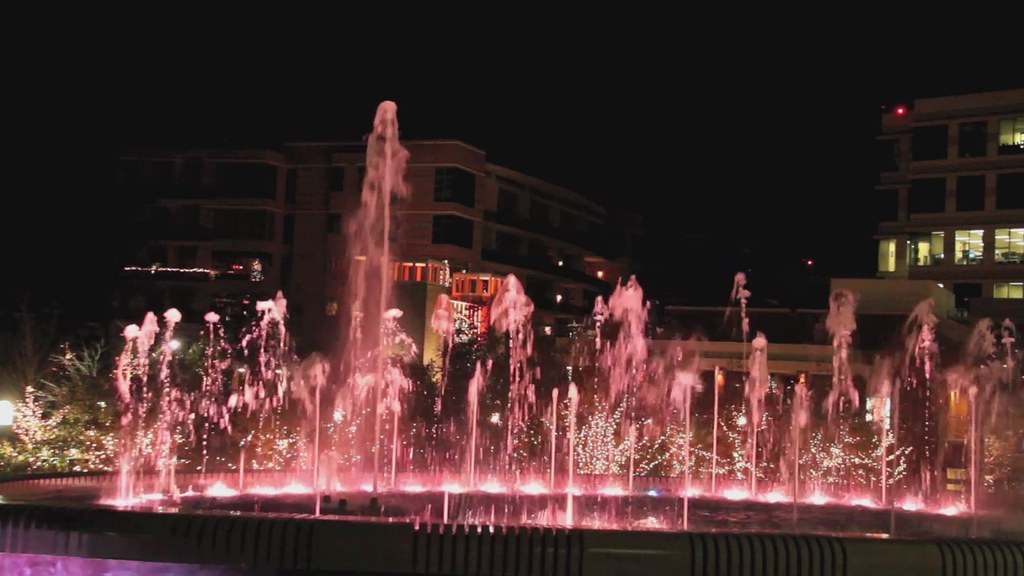 Christmas Lights and Water Fountain Christmas lights and m… Flickr
