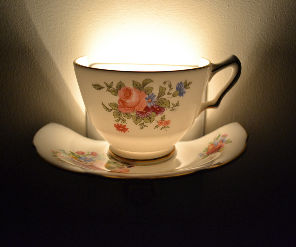 Nightlight teacup and saucer Magical at night! TeaTimesCreations