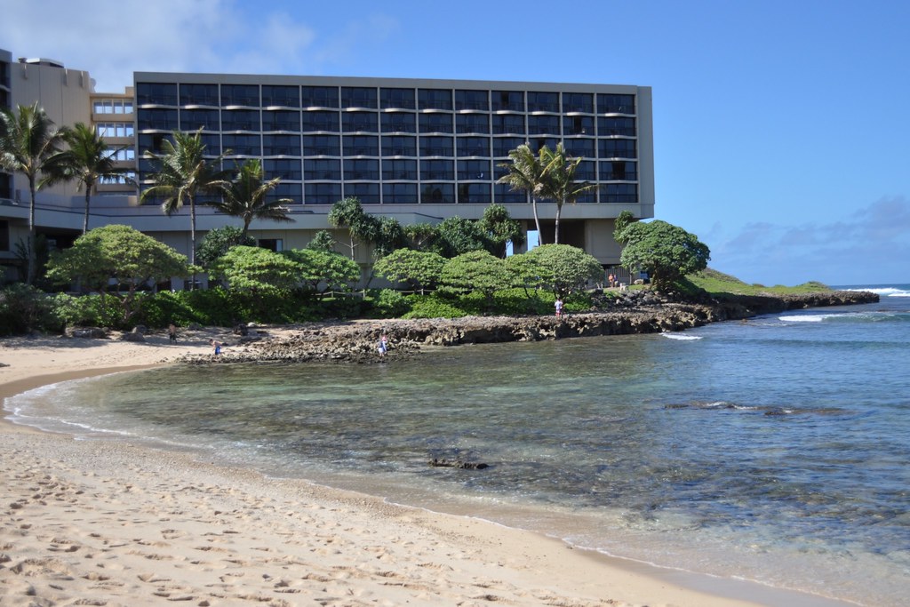 Turtle Bay Resort, view from the swimming beach Turtle
