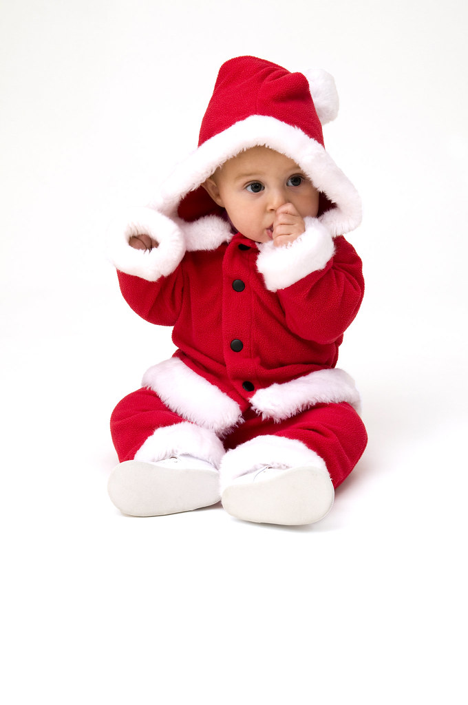 Santa Baby 6 month old baby dressed up for first christmas