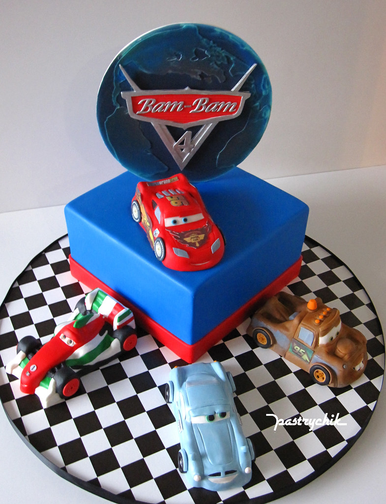 Cars 2 7" square cake red velvet cake with mini cars. All … Flickr