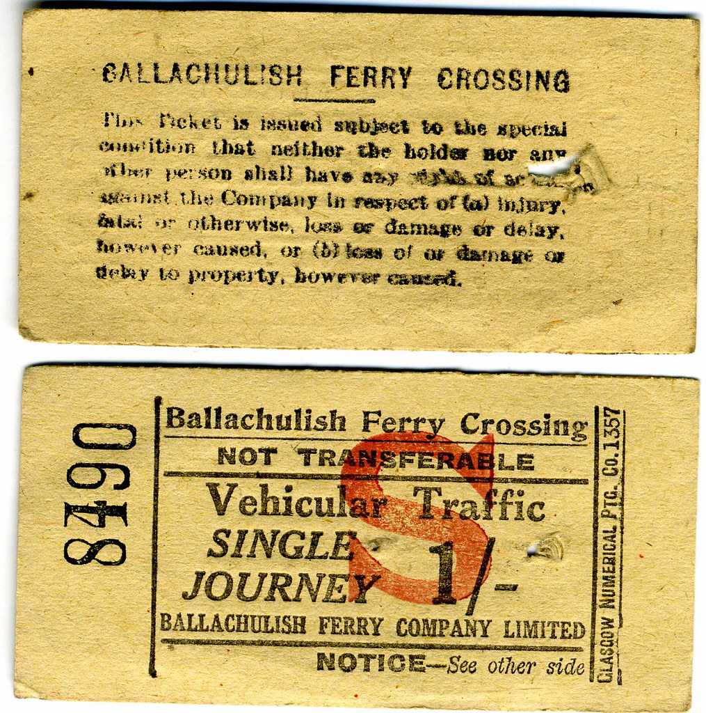 Ferry Ticket Ticket for the Ballachulish Ferry in Scotland… Flickr