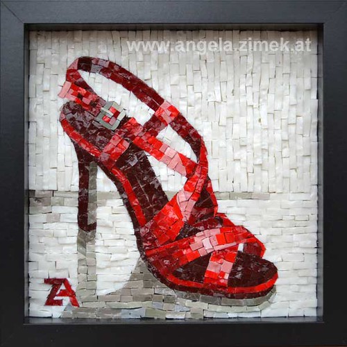 roter Schuh/Red Shoe Smalti 2011, 22 x 22 cm (mit Rahmen, … Flickr