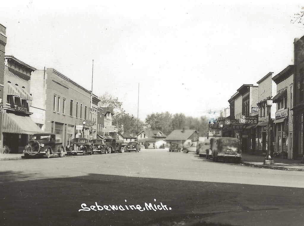CEN Sebewaing MI 1930s RPPC Downtown Businesses early IGA … Flickr