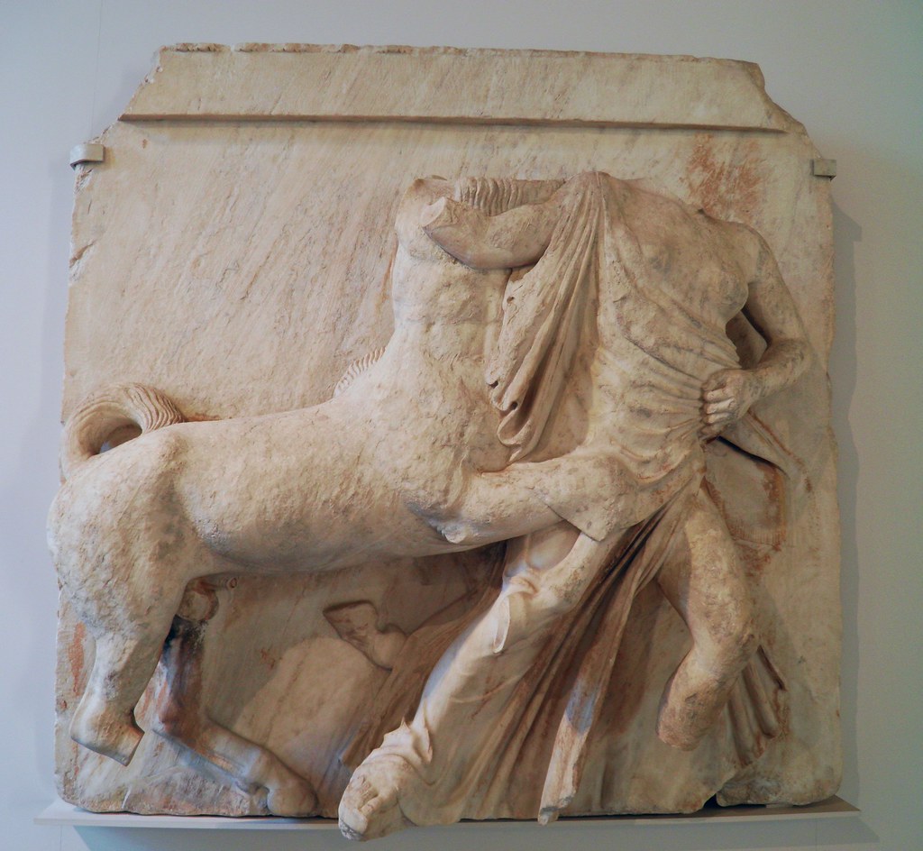 Tenth metope from the south façade of the Parthenon depict… Flickr