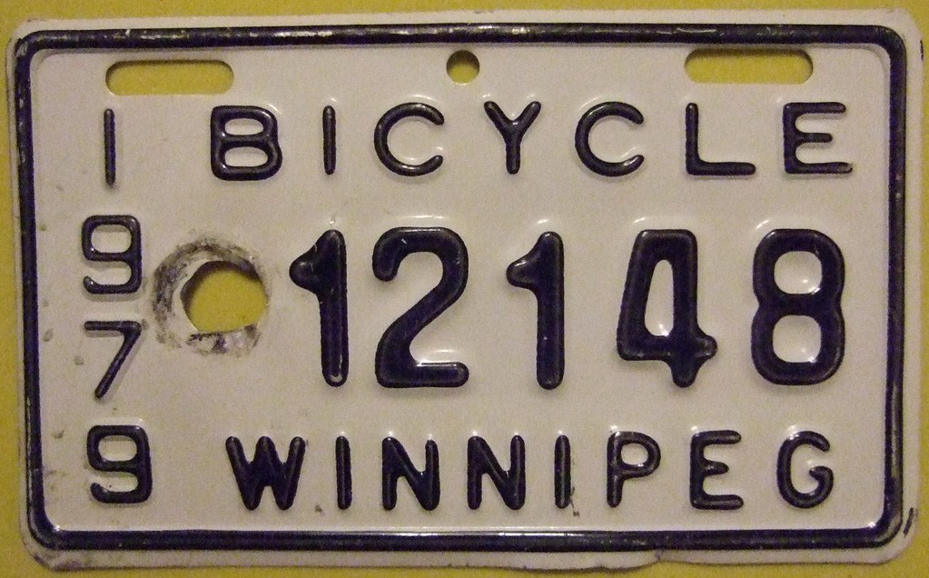 WINNIPEG MANITOBA 1979 BICYCLE LICENSE PLATE Jerry "Woody" Flickr