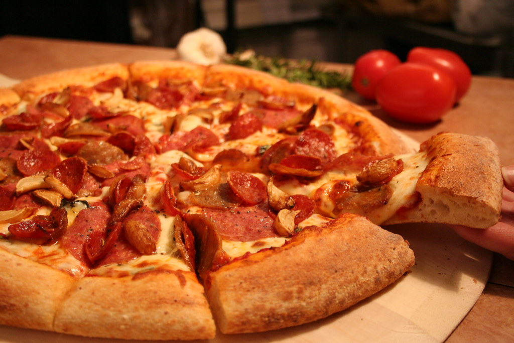 Garlic Jim's Sicilian Pizza A meaty trio of salami, pepper… Flickr