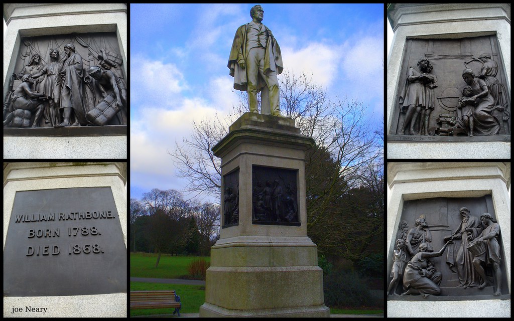liverpool statue William Rathbone`s statue in Sefton Park,… ,joe