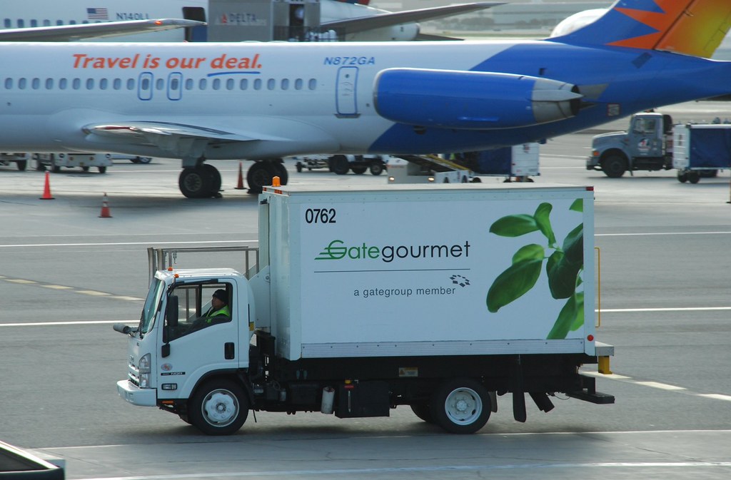 Gate Gourmet Isuzu catering truck at Los Angeles Airport. So Cal