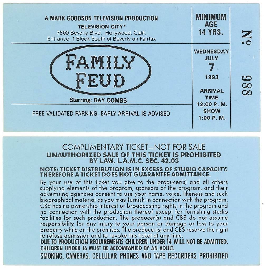 Ticket to be in the studio audience for a taping of Family… Flickr