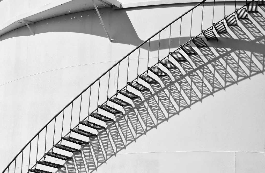Water tank detail Stairs on a large water tank in Sparks, … James