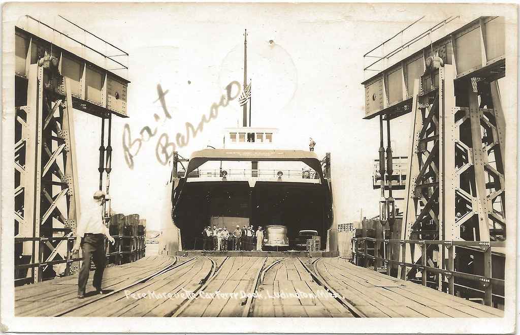 CEN Ludington MI RPPC PMRR Car and Rail Steamer Ferry SS C… Flickr