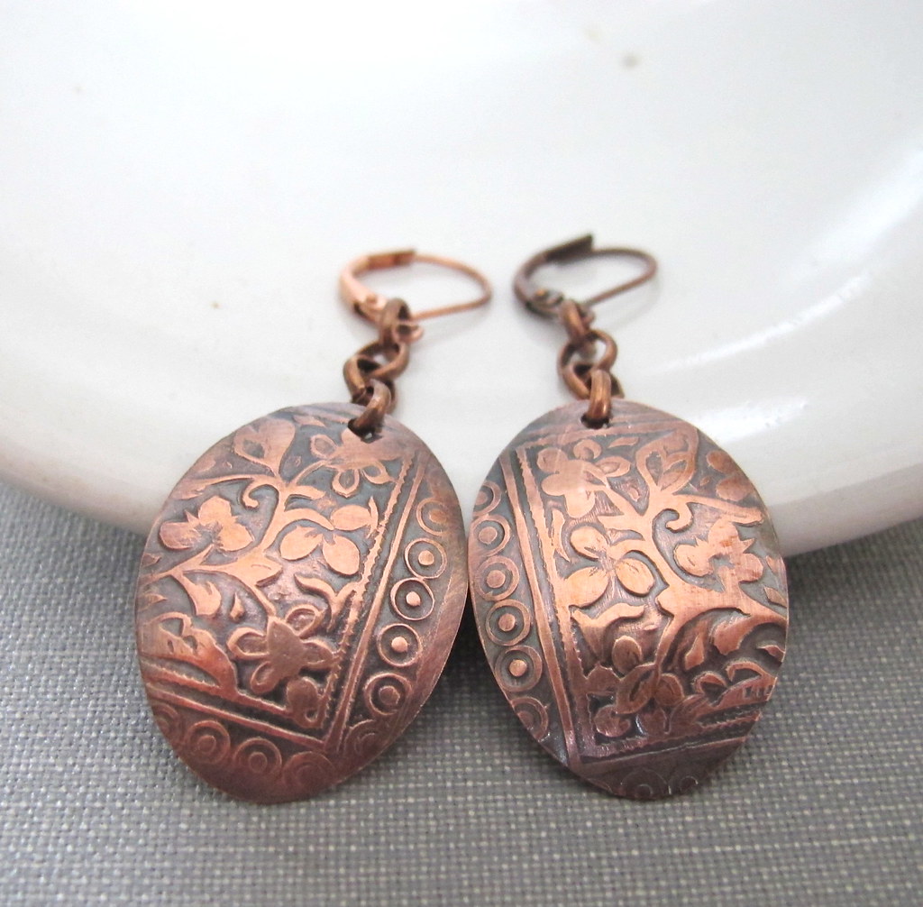 Leaf Etched Copper Earrings Pegg Flickr